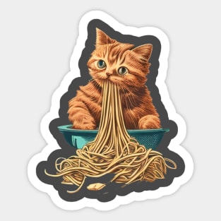 CAT EATING SPAGHETTI Sticker